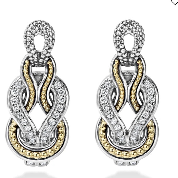 Newport Caviar Knot Diamond Drop Earrings from Lagos - Picture 1 of 9